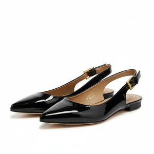 Calvin Klein Black Patent Leather Slingback Kitten Heels – Size 7.5